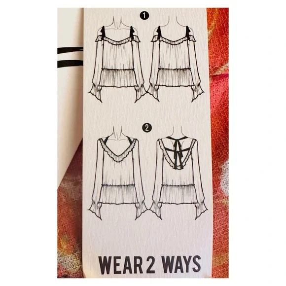 William Rast Pink Ruffle Cold Shoulder Top Fabiana Lobster Bisque Medium NWT. - Picture 3 of 7